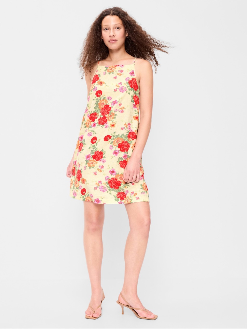 NWT Old Navy Sleeveless Mini Shift Dress, Yellow Floral